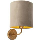 QAZQA Vintage wandlamp goud met taupe velours kap - Matt