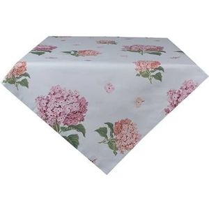 Clayre & Eef Tafelkleed 150x250 cm Wit Roze Katoen Rechthoek Hortensia