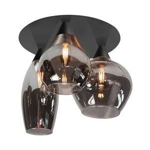 Highlight Plafondlamp Cambio Black & Smoke Glas 32cm � 3 Lichts
