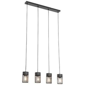 QAZQA Industri�le hanglamp zwart 4-lichts - Jim