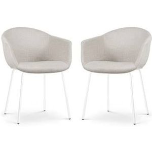 Nolon Nora-Otis Eetkamerstoelen Set van 2 - Beige - Witte Poten