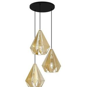 QAZQA carcass - Industriele Hanglamp - 3 lichts - Ø 45 cm - Goud - Industrieel - Woonkamers-sSlaapkamers-sKeuken