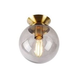 QAZQA Art deco plafondlamp messing met smoke glas - Pallon