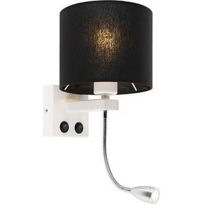 QAZQA Moderne wandlamp wit met zwarte kap - Brescia