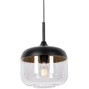 QAZQA Design hanglamp zwart met goud en smoke glas - Kyan