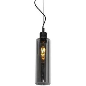 QAZQA Moderne hanglamp zwart met smoke glas - Stavelot