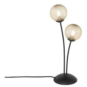 QAZQA Moderne tafellamp zwart met goud 2-lichts - Athens Wire