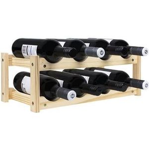 QUVIO Wijnrek / Wijnrek hout / Wijnrekken / Wijnrek staand / Wijnkast / Wijnaccessoires - Voor 8 flessen liggend - Hout
