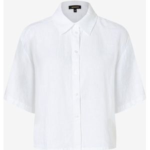 kurze Leinenbluse, weiß, Sommer-Kollektion