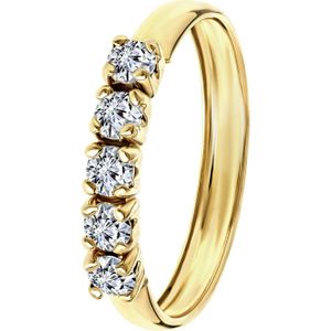 9 karaat ring met 5 zirkonia stenen