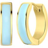 Stalen goldplated oorbellen emaille blauw