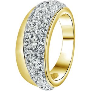 Gerecycled stalen ring goldplated wit kristal