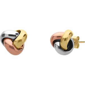 Lucardi Dames Oorknoppen knoop - Oorbellen - Cadeau - 9 Karaat - Meerkleurig