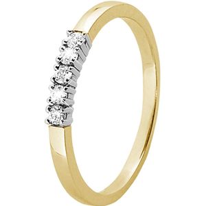 14K Bicolor gouden rijring met 5 diamanten (0,15ct.)