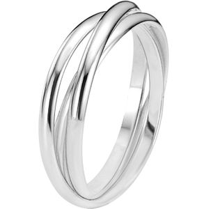 Lucardi Dames Driedelige ring - Ring - Cadeau - Echt Zilver - Zilverkleurig