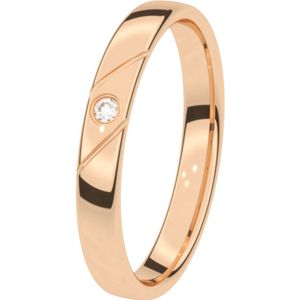14K rose gouden trouwring diamant 3mm Jasmijn