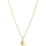 Zilveren goldplated ketting met hanger vlinder zirkonia