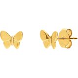 Zilveren goldplated oorknoppen vlinder