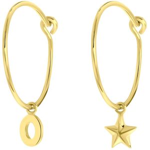 Zilveren goldplated oorbellen letter/stardust