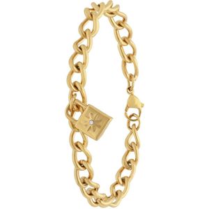 Stalen goldplated gourmet armband met slotje