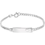Lucardi Dames Plaatarmband Hart - Echt Zilver - 15 cm - Zilverkleurig