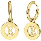 Stalen goldplated oorbellen met letter - E