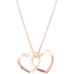 Zilveren ketting rose hartjes gravering voor dames
