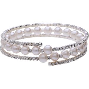 Bijoux zilverkleurige bangle met strass voor dames