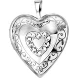 Zilveren hanger medaillon hart zirkonia