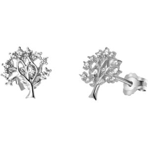 Zilveren oorbellen levensboom zirkonia