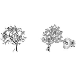 Zilveren oorbellen levensboom zirkonia