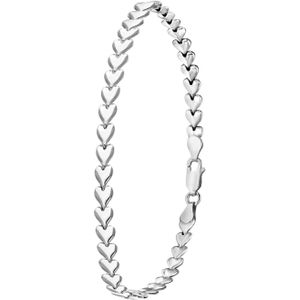 Gerecycled zilveren armband rhodiumplated hart schakel