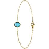 Stalen goldplated armband bol met turquoise