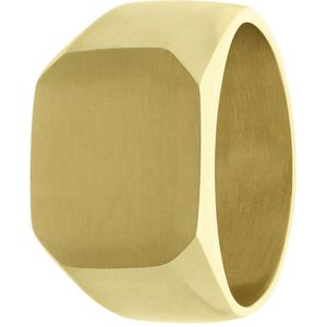 Gerecycled stalen goldplated zegelring vierkant