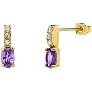 Stalen goldplated oorknoppen vintage paars voor dames