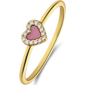 Zilveren goldplated ring een hartvormige Rhodonite gemstone