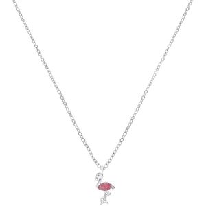 Zilveren kinderketting flamingo emaille