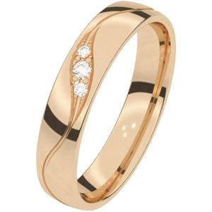 14K rose gouden trouwring diamant 4mm Mimosa