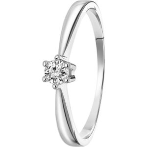 14K witgouden solitair ring met diamant (0,20ct.)