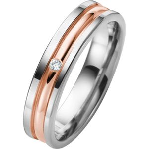 14K trouwring wit/rose Kalina diamant 0.02ct H74WR