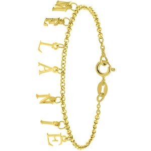 Zilveren naamarmband gold bedel letters