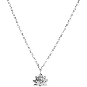 Zilveren ketting & hanger lotus met zirkonia