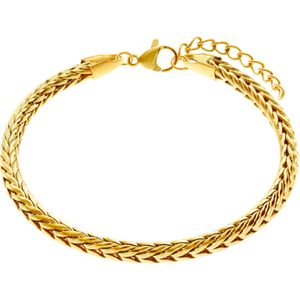 Stalen goldplated armband met vossenstaartschakel