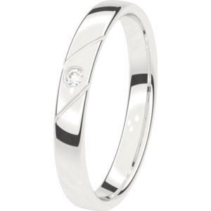 14K witgouden trouwring diamant 3mm Jasmijn