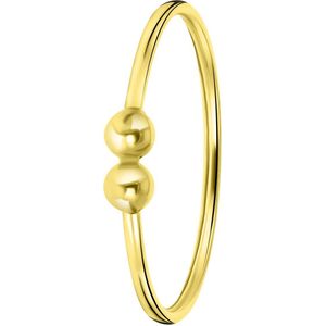 14 karaat geelgouden ring met 2 balletjes