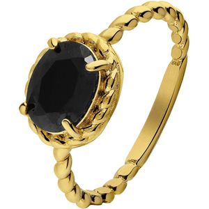Stalen goldplated ring vintage zwart