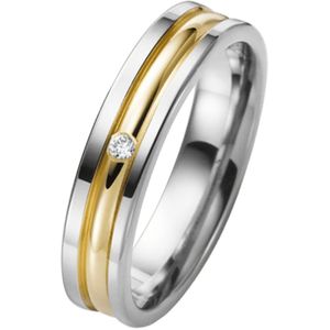 9K trouwring wit/geel diamant Kalina Dames H74