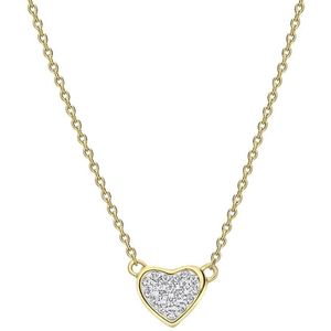Zilveren golplated ketting & hanger hart met kristal