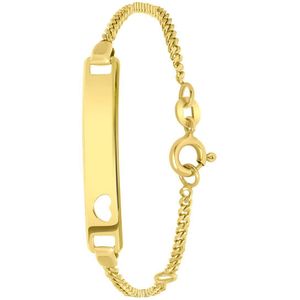 Zilveren goldplated kinderarmband plaat met hart