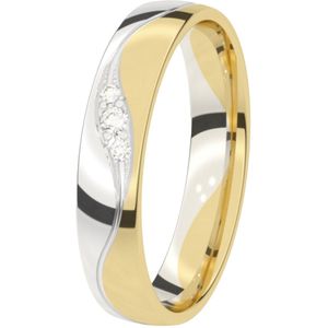 14K bicolor gouden trouwring diamant 4mm Mimosa